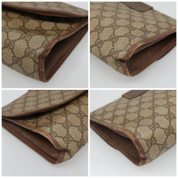 GUCCI GG Supreme Web Sherry Line Bag PVC Beige Brown - Picture 16 of 16